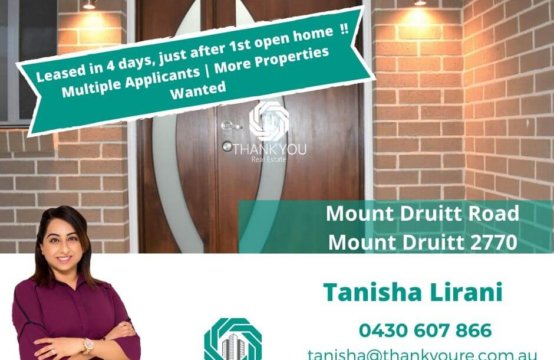 mount druitt property leased in 4 days by thank you real estate